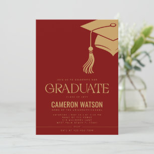 Modern Minimalist Hat and Tassel Graduation Party Invitation