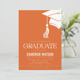 Modern Minimalist Hat and Tassel Graduation Party Invitation
