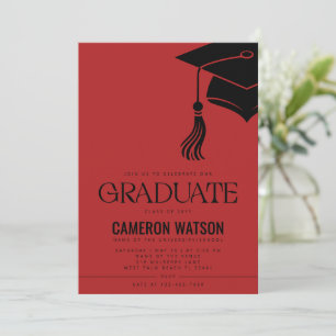 Modern Minimalist Hat and Tassel Graduation Party Invitation