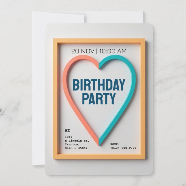 Modern Minimalist Heart Personalized Invitation (Front)