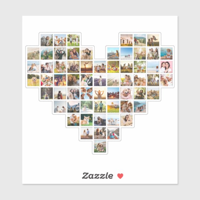 Modern Minimalist Heart Shaped Photo Collage (Sheet)