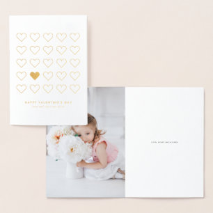 Modern Minimalist Hearts Pattern Valentine's Day Foil Card