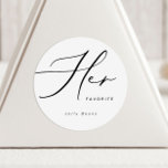 Modern Minimalist Her Favourite Favour Round Stick Classic Round Sticker<br><div class="desc">Shop the collection here: https://www.zazzle.co.uk/collections/modern_minimalist-119052317964885904?rf=238296117664346256</div>