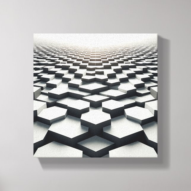 Modern Minimalist Hexagonal Matrix - Abstract 3D  Canvas Print (Front)
