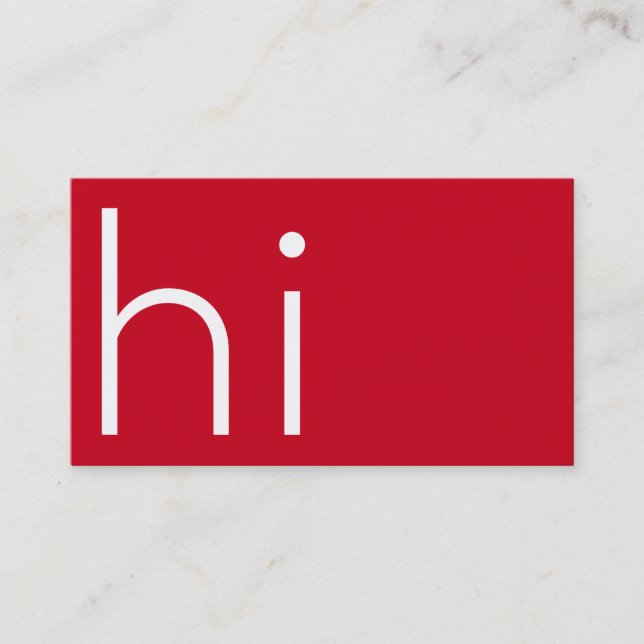 Modern minimalist HI - my name is design - red Business Card (Front)