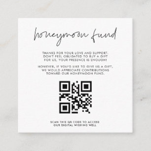 Modern Minimalist Honeymoon fund QR code Enclosure Card