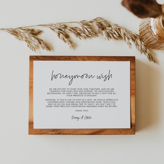 Modern Minimalist Honeymoon wish Enclosure Card (Creator Uploaded)