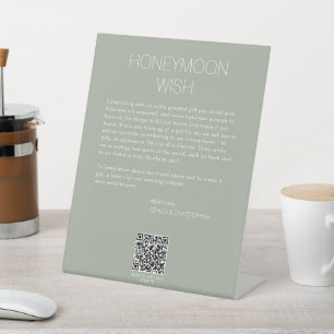 Modern Minimalist Honeymoon Wish Wedding Pedestal Sign