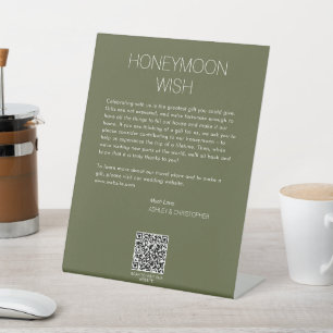 Modern Minimalist Honeymoon Wish Wedding Pedestal Sign