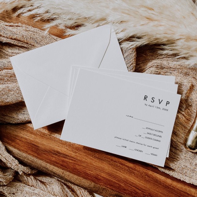 Modern Minimalist Horizontal Menu Choice RSVP Card (Creator Uploaded)