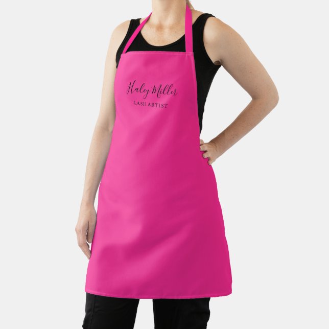 Modern Minimalist Hot Pink Personalized Apron (Insitu)