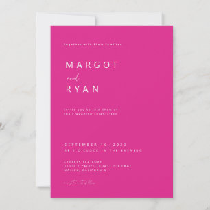 Modern Minimalist Hot Pink Wedding Invitation