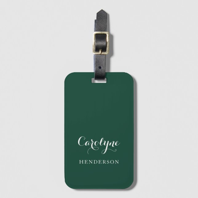 Modern Minimalist Hunter Green  Luggage Tag (Front Vertical)
