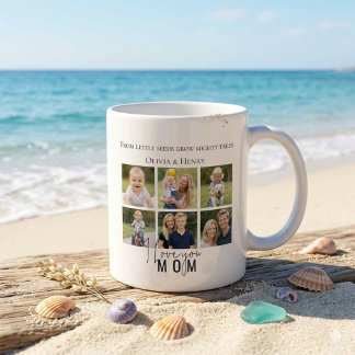 Modern Minimalist "I Love You Mom" Photo Collage Coffee Mug