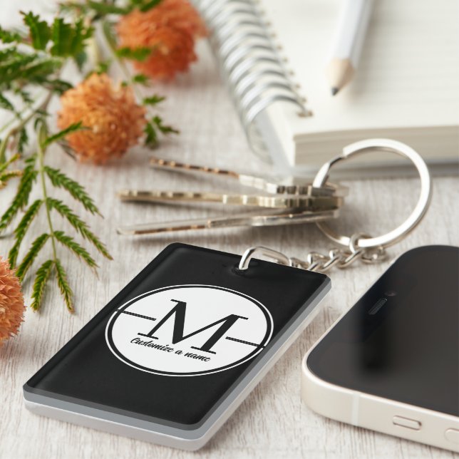 Modern Minimalist Initial Monogram Acrylic Keychai Keychain (Front Right)