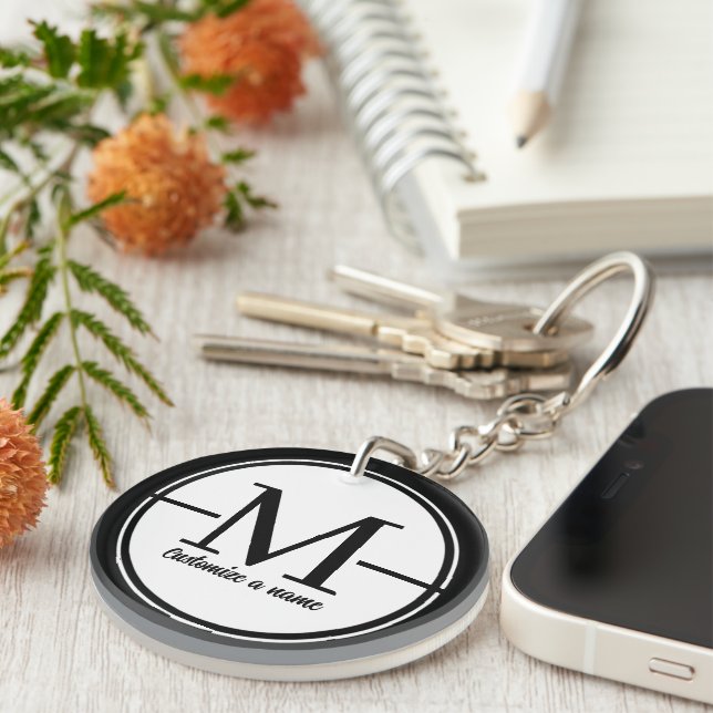Modern Minimalist Initial Monogram Round Acrylic K Keychain (Front Right)