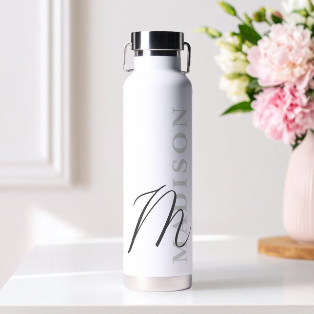 Modern Minimalist Initial Monogram Water Bottle (Creator Uploaded)