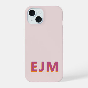 Modern Minimalist Initial Monogrammed Pink iPhone 15 Case