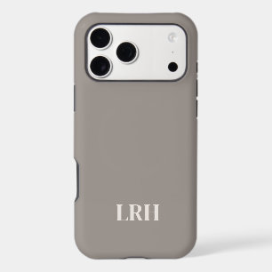 Modern Minimalist Initial Mushroom Grey Monogram