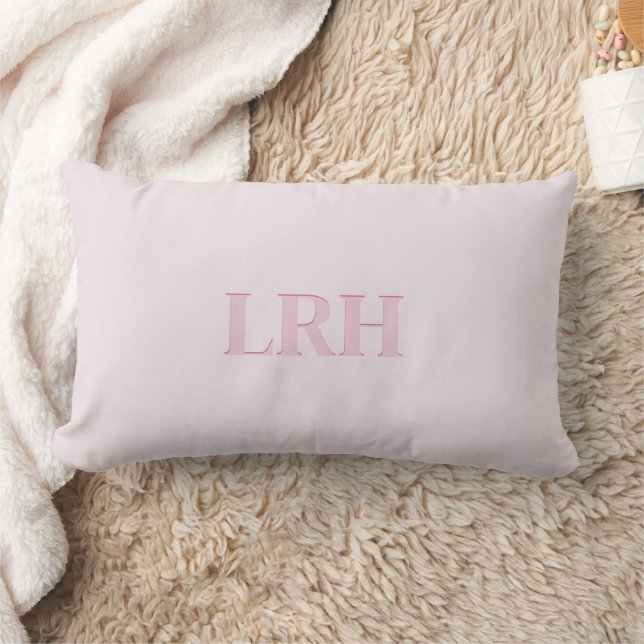 Modern Minimalist Initial Pink Monogram  Lumbar Pillow (Blanket)