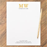 Modern Minimalist Initials Elegant Black Gold Letterhead<br><div class="desc">Customize the text, and easily create your personalized letterhead. Click EDIT DESIGN to change the text colour or to add a background colour. You can TRANSFER this DESIGN on other Zazzle products and adjust it to fit most of the Zazzle items. Standard Studio designs are made in high-resolution graphics for...</div>