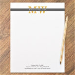 Modern Minimalist Initials Elegant Black Gold Letterhead<br><div class="desc">Customize the text, and easily create your personalized letterhead. Click CUSTOMIZE FURTHER to change the text colour or to add a background colour. You can TRANSFER this DESIGN on other Zazzle products and adjust it to fit most of the Zazzle items. Standard Studio designs are made in high-resolution vector graphics...</div>
