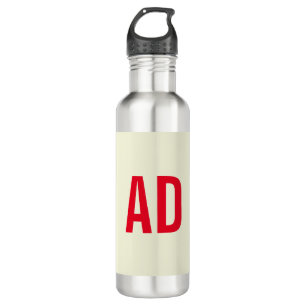 Modern Minimalist Initials Red Monogram Beige 710 Ml Water Bottle