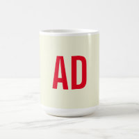 Modern Minimalist Initials Red Monogram Beige