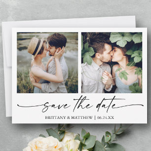 Modern Minimalist Ink Script 2 Photo Save The Date