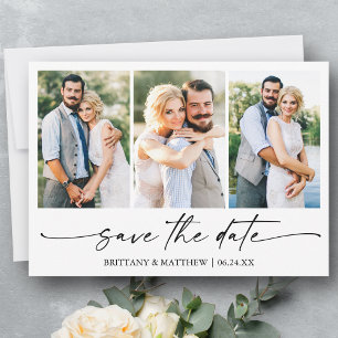 Modern Minimalist Ink Script 3 Photo Save The Date