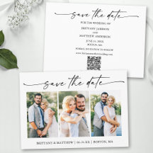 Modern Minimalist Ink Script 3 Photos QR Code