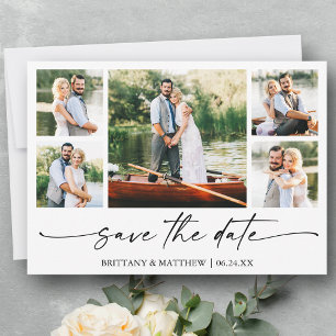 Modern Minimalist Ink Script 5 Photo Save The Date