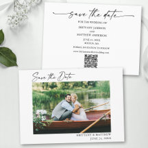 Modern Minimalist Ink Script Couple Photo QR Code