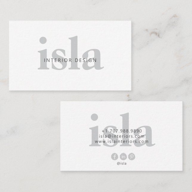 Modern Minimalist Interior Designer Business Card (Front/Back)