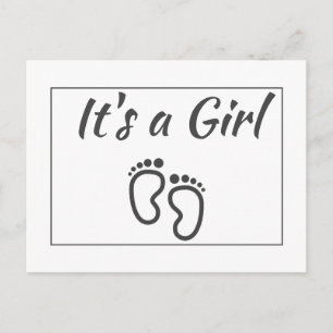 Modern Minimalist Its a Girl Announcement Postcard