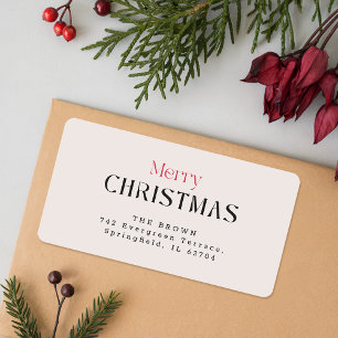 Modern Minimalist Ivory Christmas Return Address Label