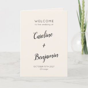 Modern Minimalist Ivory Cream Black Wedding Program