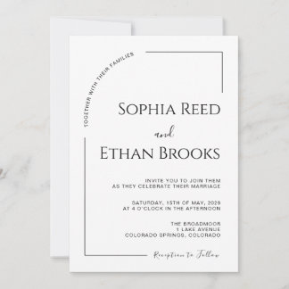 Modern Minimalist Ivory Editorial Wedding  Invitation