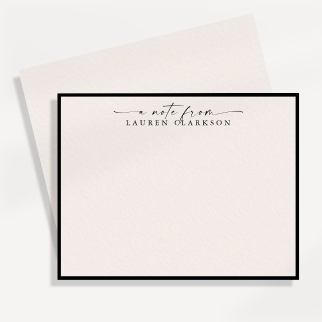 Modern Minimalist Ivory Script Note Card with Blac (Creator Uploaded)