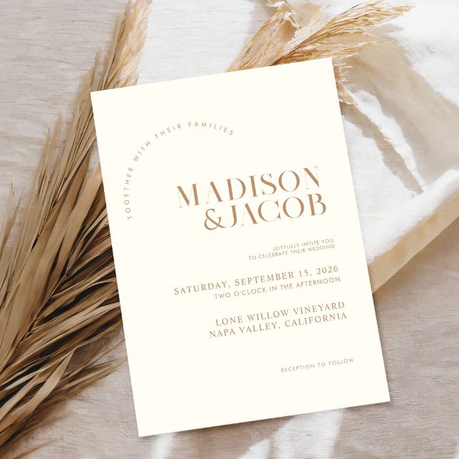 Modern Minimalist Ivory Tan Wedding Invitation (Creator Uploaded)