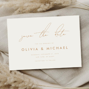 Modern Minimalist Ivory Tan Wedding Save the Date