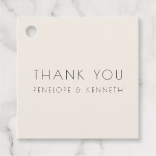 Modern Minimalist Ivory Wedding Favour Thank You Tags