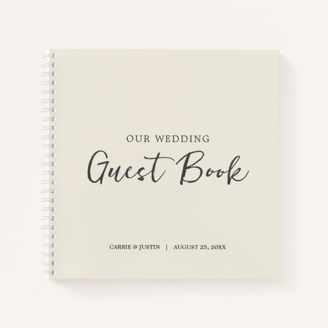 Modern Minimalist Ivory Wedding Guest Book (Front)
