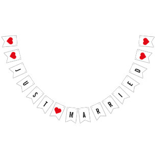 Modern Minimalist Just Married Newlyweds Bunting Flags