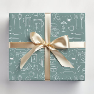 Modern Minimalist Kitchen Cooking Utensils Wrapping Paper Sheet
