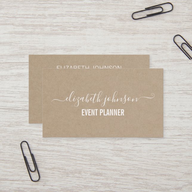 Modern Minimalist Kraft Business Card (Front/Back In Situ)