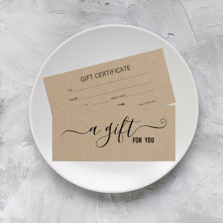 Modern Minimalist Kraft Gift Certificate