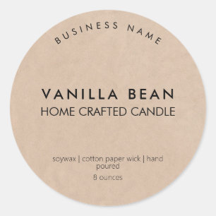 Modern Minimalist Kraft Homemade Candle Label