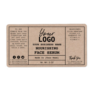 Modern Minimalist Kraft Paper Serum Labels