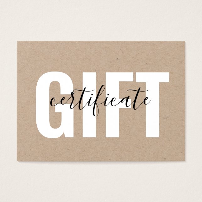 Modern Minimalist Kraft Voucher Gift Certificate (Front)